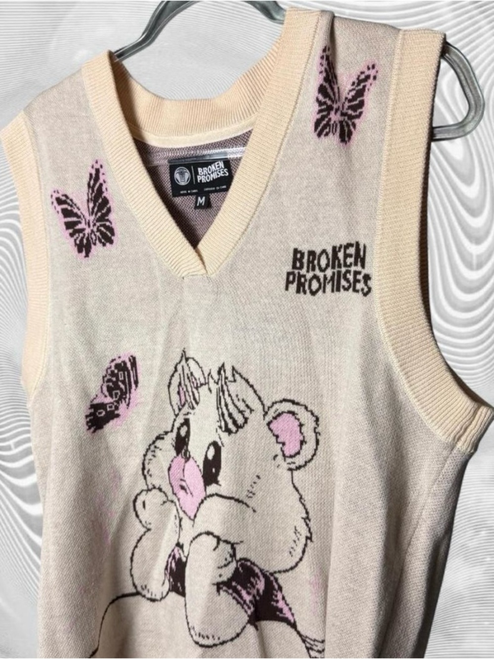 Broken Promises Cry Later Bear Sweater Vest